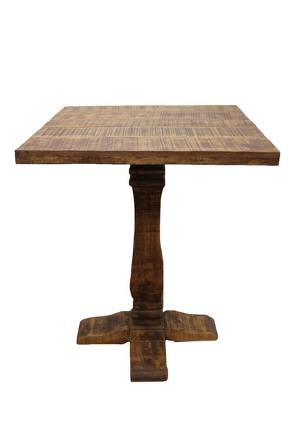 36" Brown Solid Wood Square Pedestal Bar Table HomeRoots