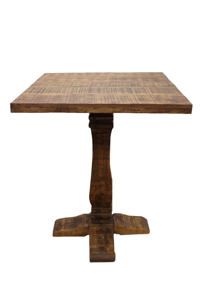 36" Brown Solid Wood Square Pedestal Bar Table HomeRoots