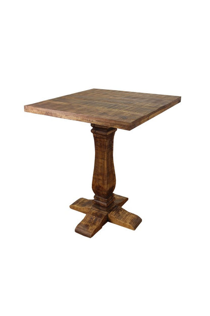 36" Brown Solid Wood Square Pedestal Bar Table HomeRoots