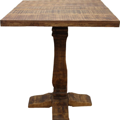 36" Brown Solid Wood Square Pedestal Bar Table HomeRoots