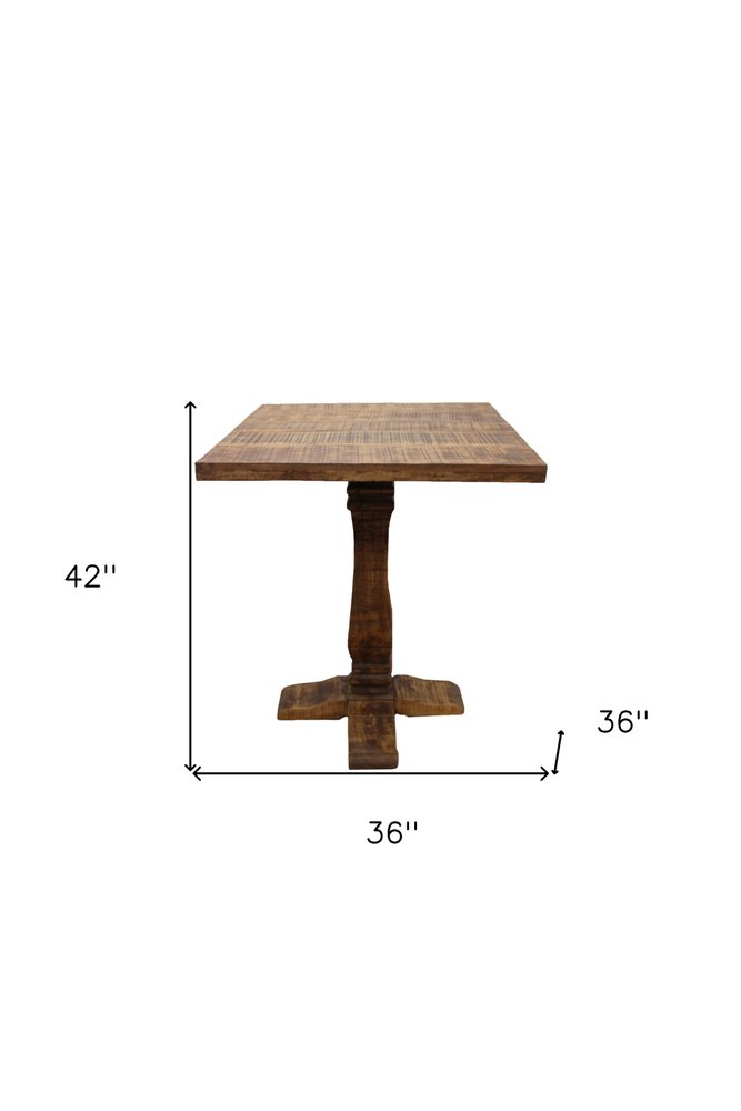 36" Brown Solid Wood Square Pedestal Bar Table HomeRoots