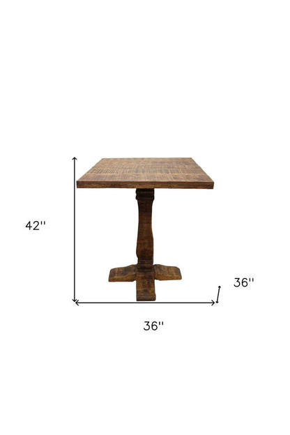 36" Brown Solid Wood Square Pedestal Bar Table HomeRoots