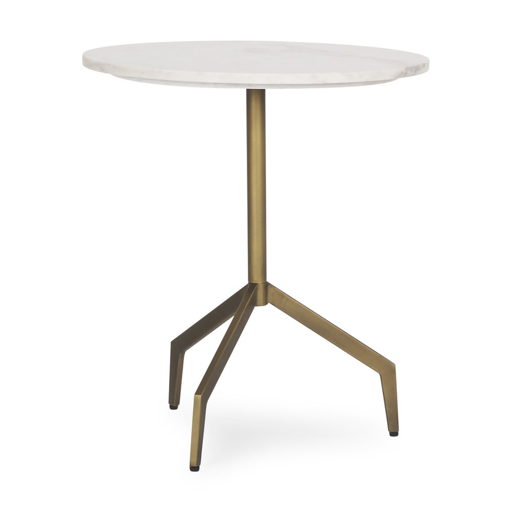 20" White and Gold Stone and Iron Oval End Table — view 2