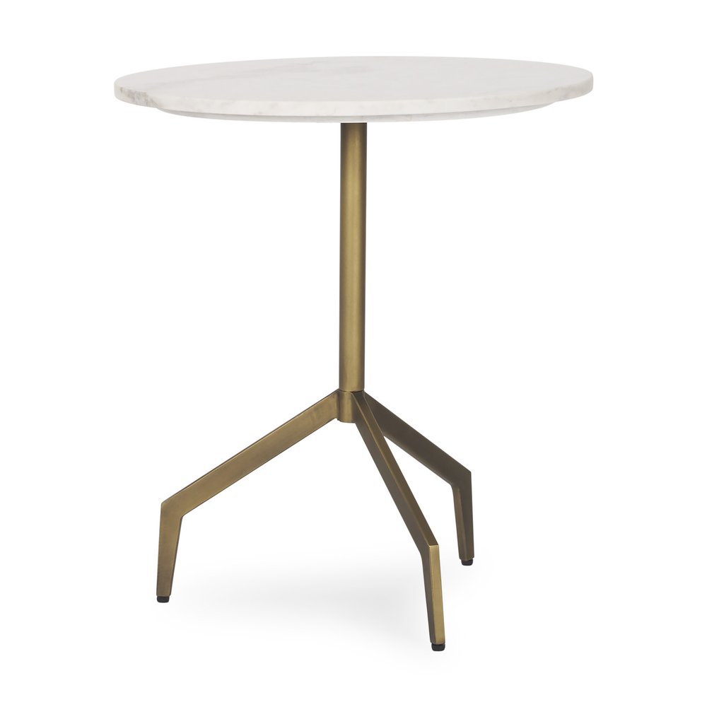 20" White and Gold Stone and Iron Oval End Table HomeRoots