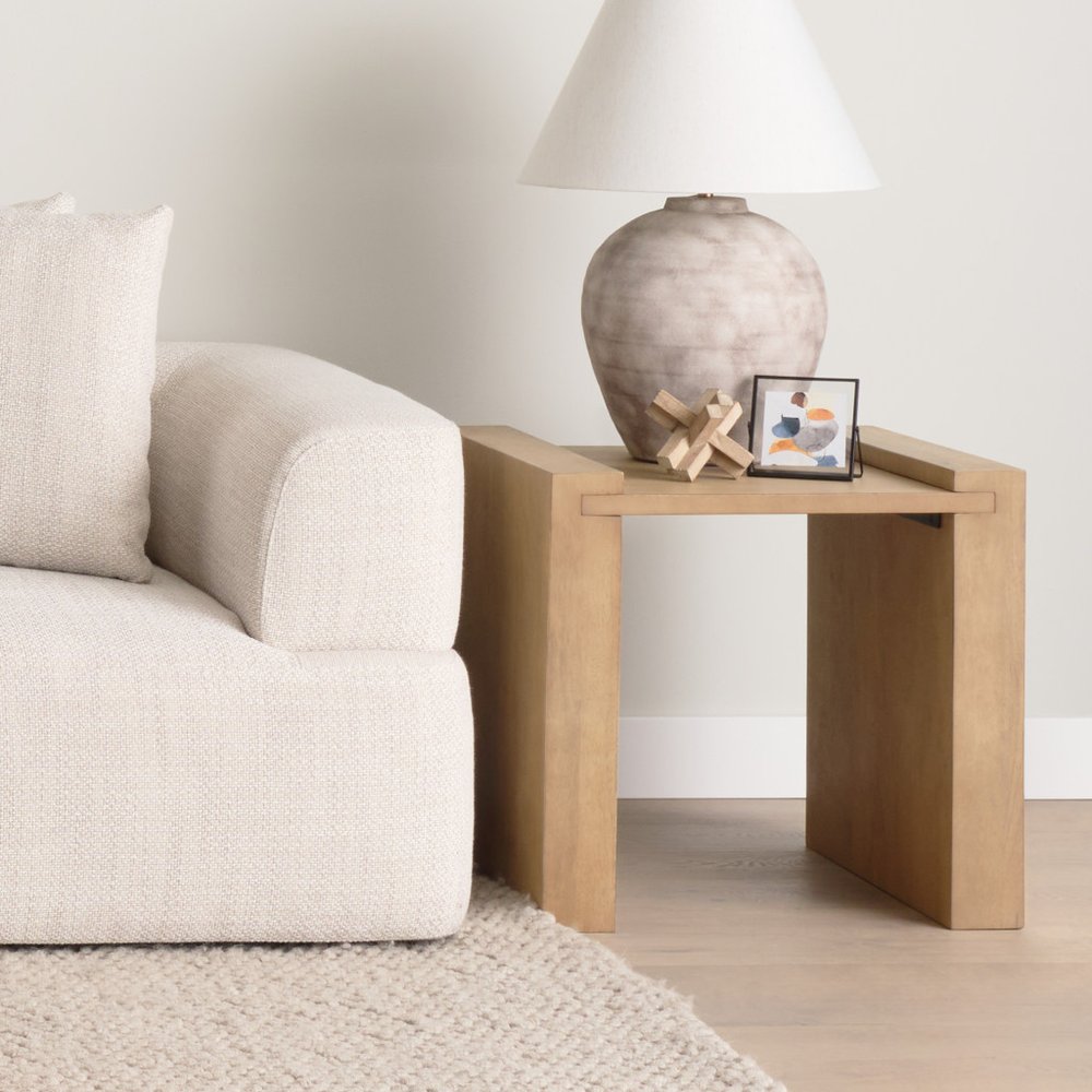 23" Natural Distressed Solid Wood Frame End Table — view 9