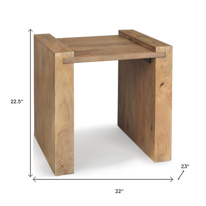 23" Natural Distressed Solid Wood Sled End Table HomeRoots
