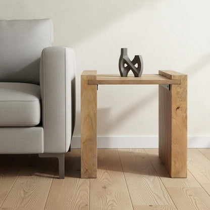 23" Natural Distressed Solid Wood Frame End Table