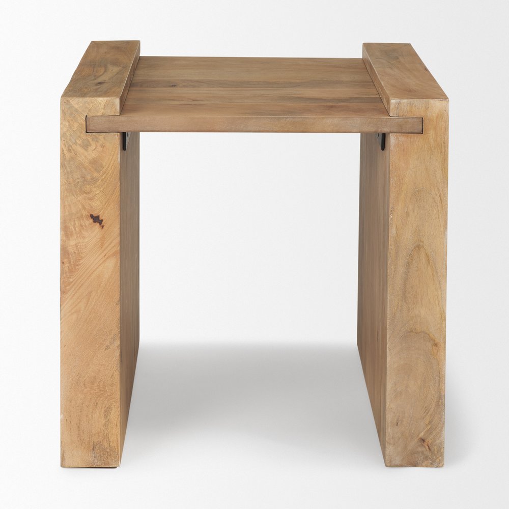 23" Natural Distressed Solid Wood Sled End Table — view 5