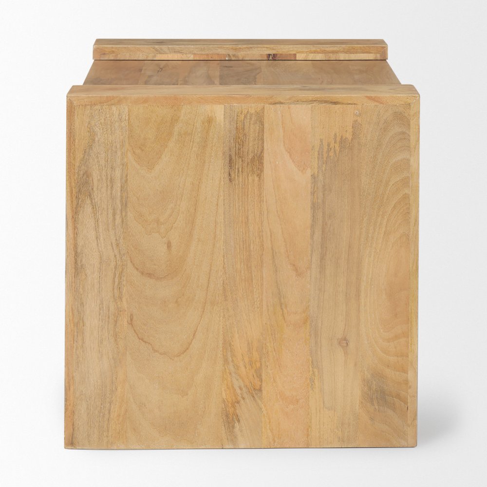 23" Natural Distressed Solid Wood Sled End Table — view 6