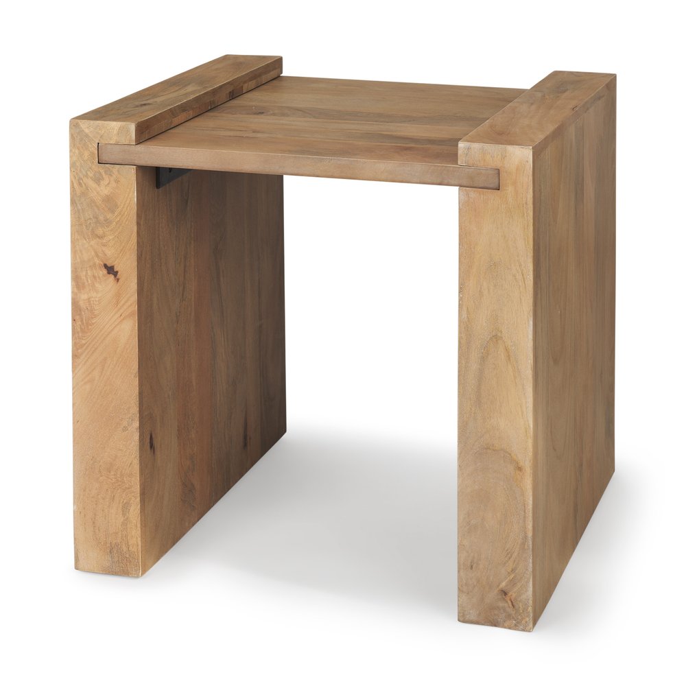 23" Natural Distressed Solid Wood Sled End Table HomeRoots
