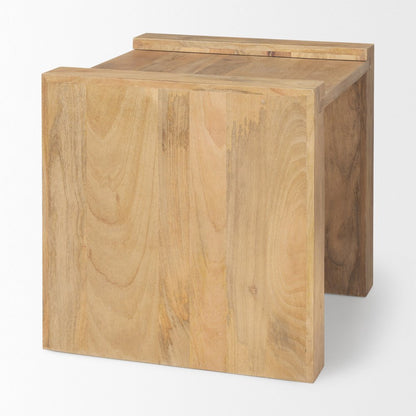 23" Natural Distressed Solid Wood Frame End Table