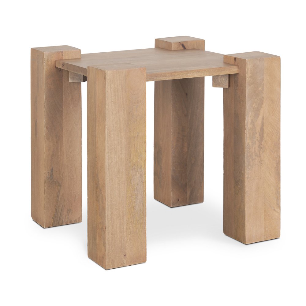 22" Natural Distressed Solid Wood Square End Table HomeRoots