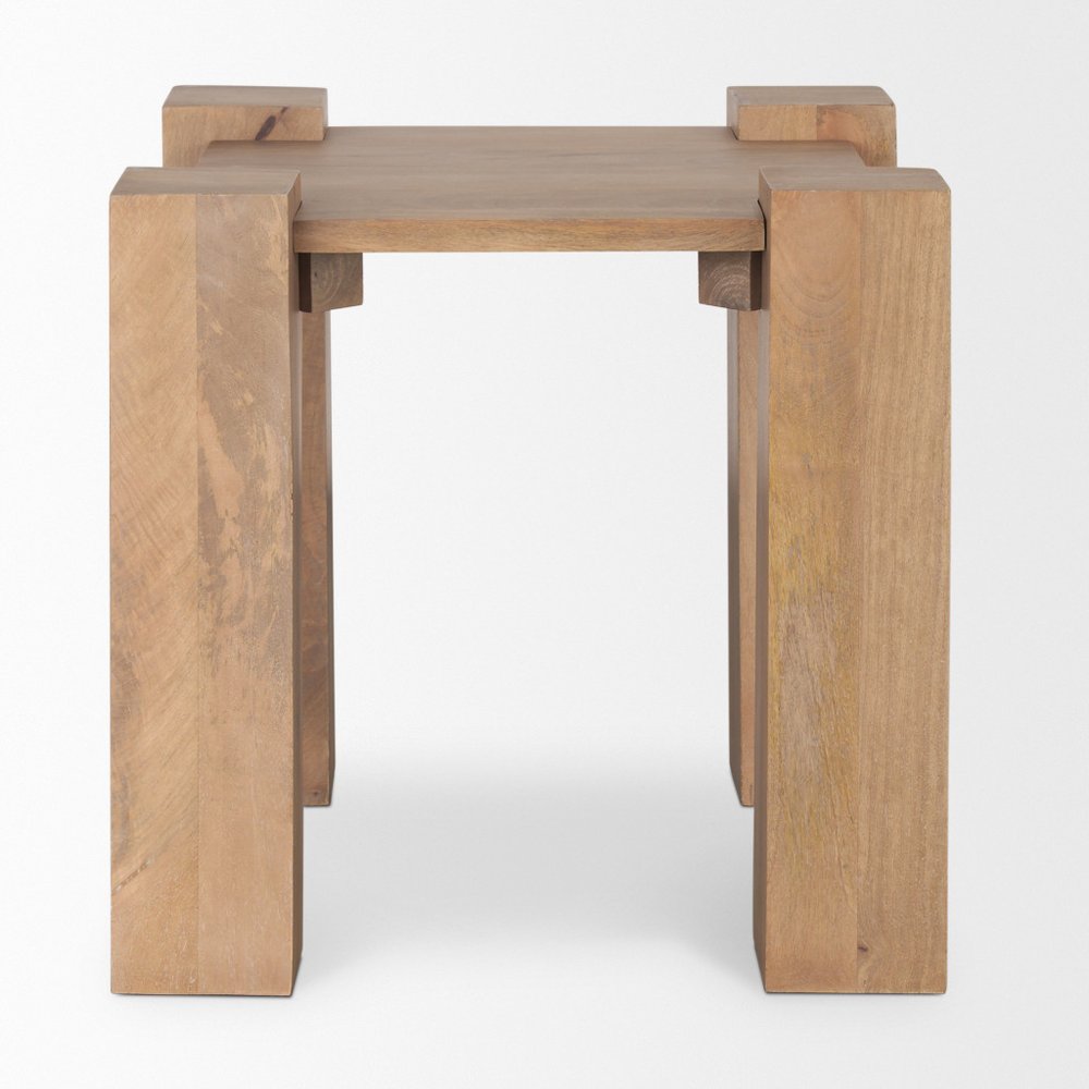 22" Natural Distressed Solid Wood Square End Table HomeRoots