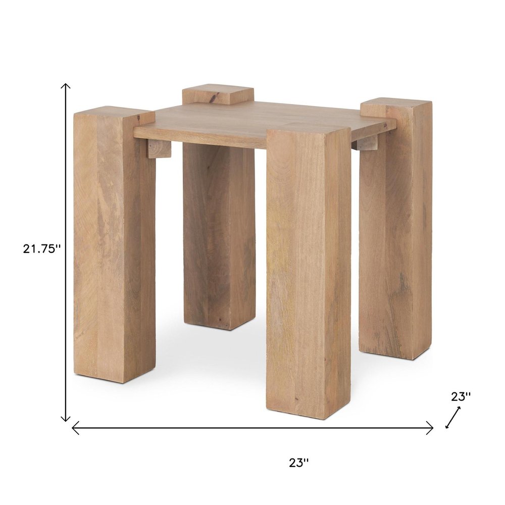 22" Natural Distressed Solid Wood Square End Table — view 10