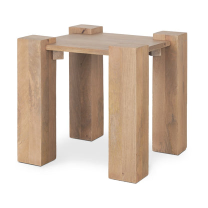 22" Natural Distressed Solid Wood Square End Table HomeRoots