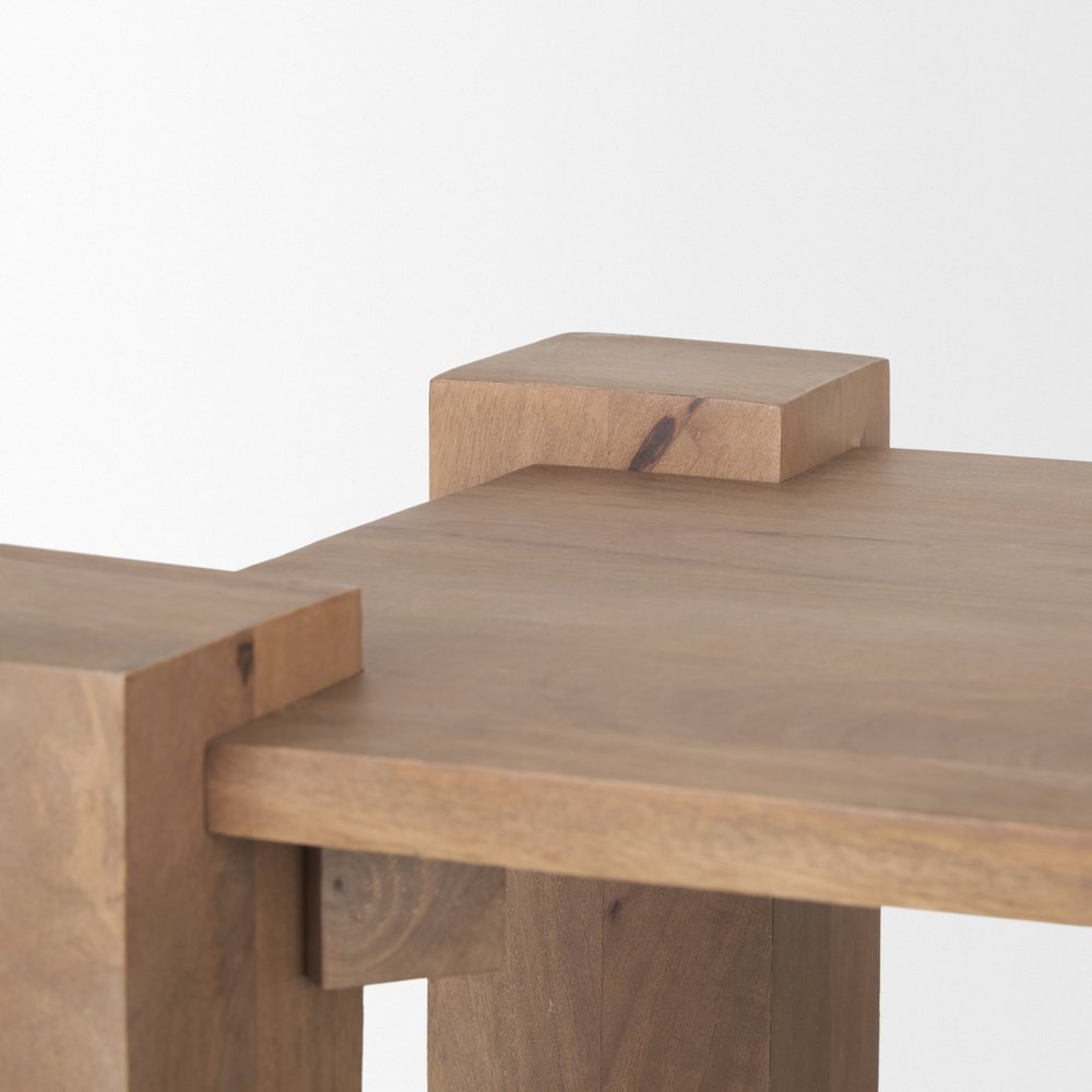 22" Natural Distressed Solid Wood Square End Table — view 5