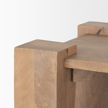 22" Natural Distressed Solid Wood Square End Table HomeRoots