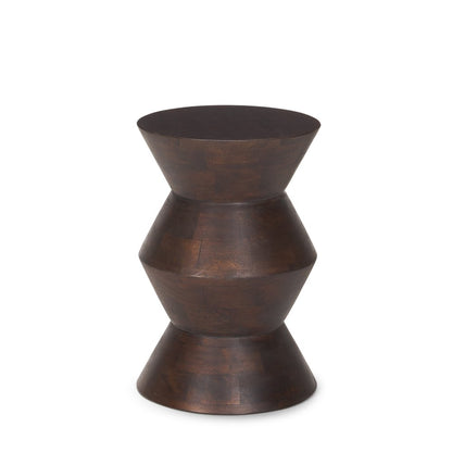 18" Dark Brown Solid Wood Round Block End Table HomeRoots