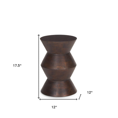 18" Dark Brown Solid Wood Round Block End Table HomeRoots