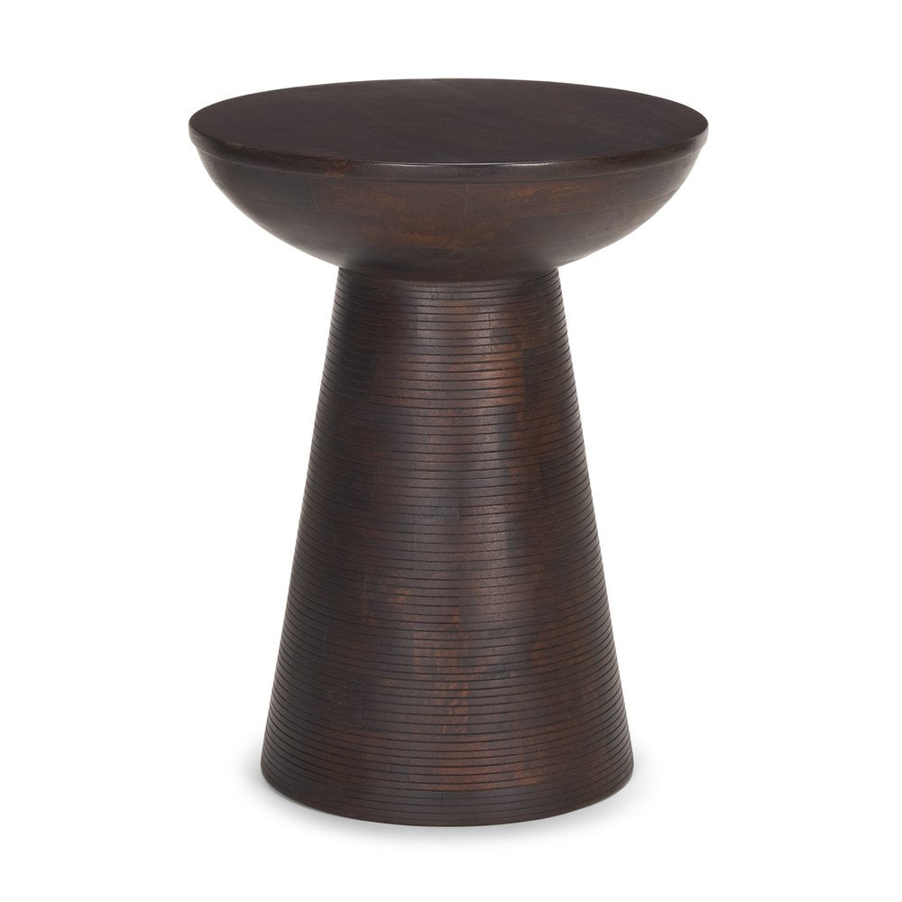 21" Redwood Solid Wood Round Pedestal End Table — view 1