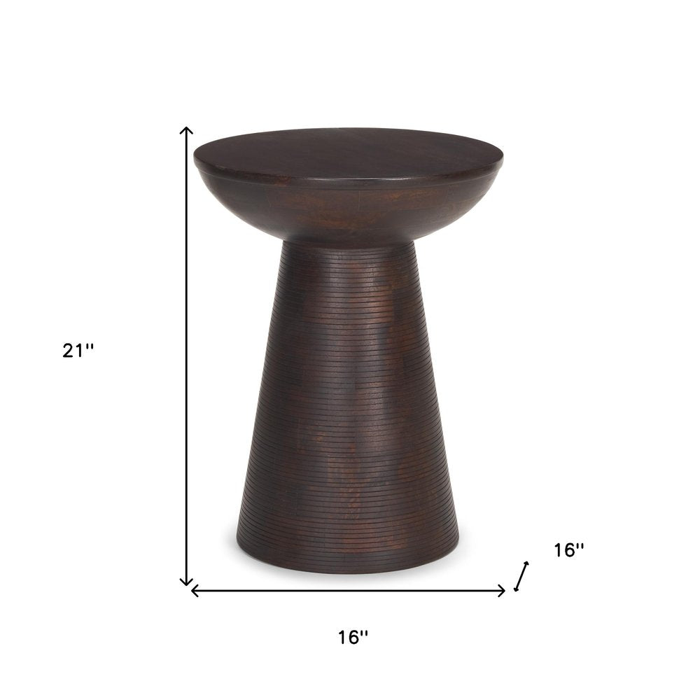 21" Redwood Solid Wood Round Pedestal End Table HomeRoots