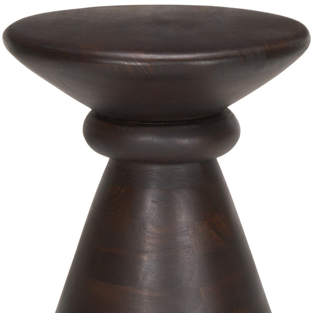 18" Dark Brown Solid Wood Round Pedestal End Table HomeRoots