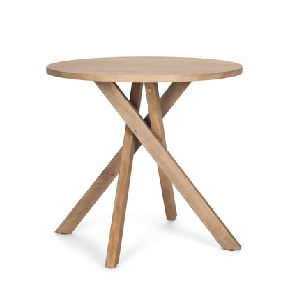 30" Natural Distressed Solid Wood Round Cross Legs End Table HomeRoots