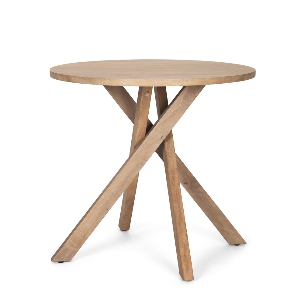 30" Natural Solid Wood Round Cross Legs End Table — view 3