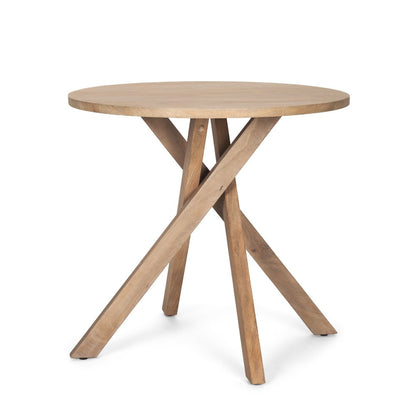 30" Natural Distressed Solid Wood Round Cross Legs End Table HomeRoots