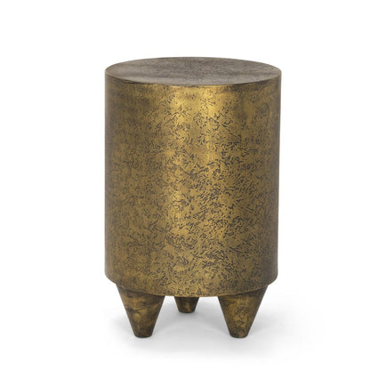 18" Gold Distressed Aluminum Round End Table HomeRoots