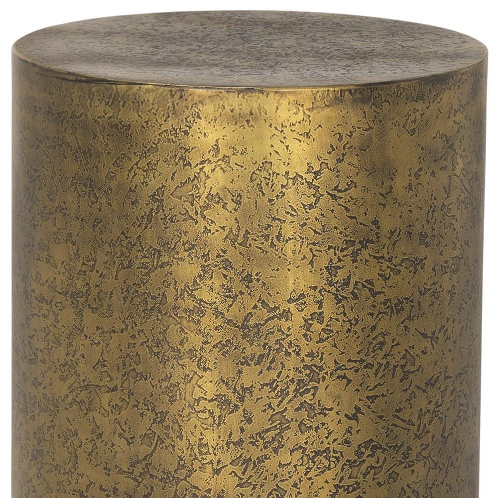 18" Gold Distressed Aluminum Round End Table — view 3
