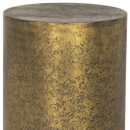 18" Gold Distressed Aluminum Round End Table HomeRoots