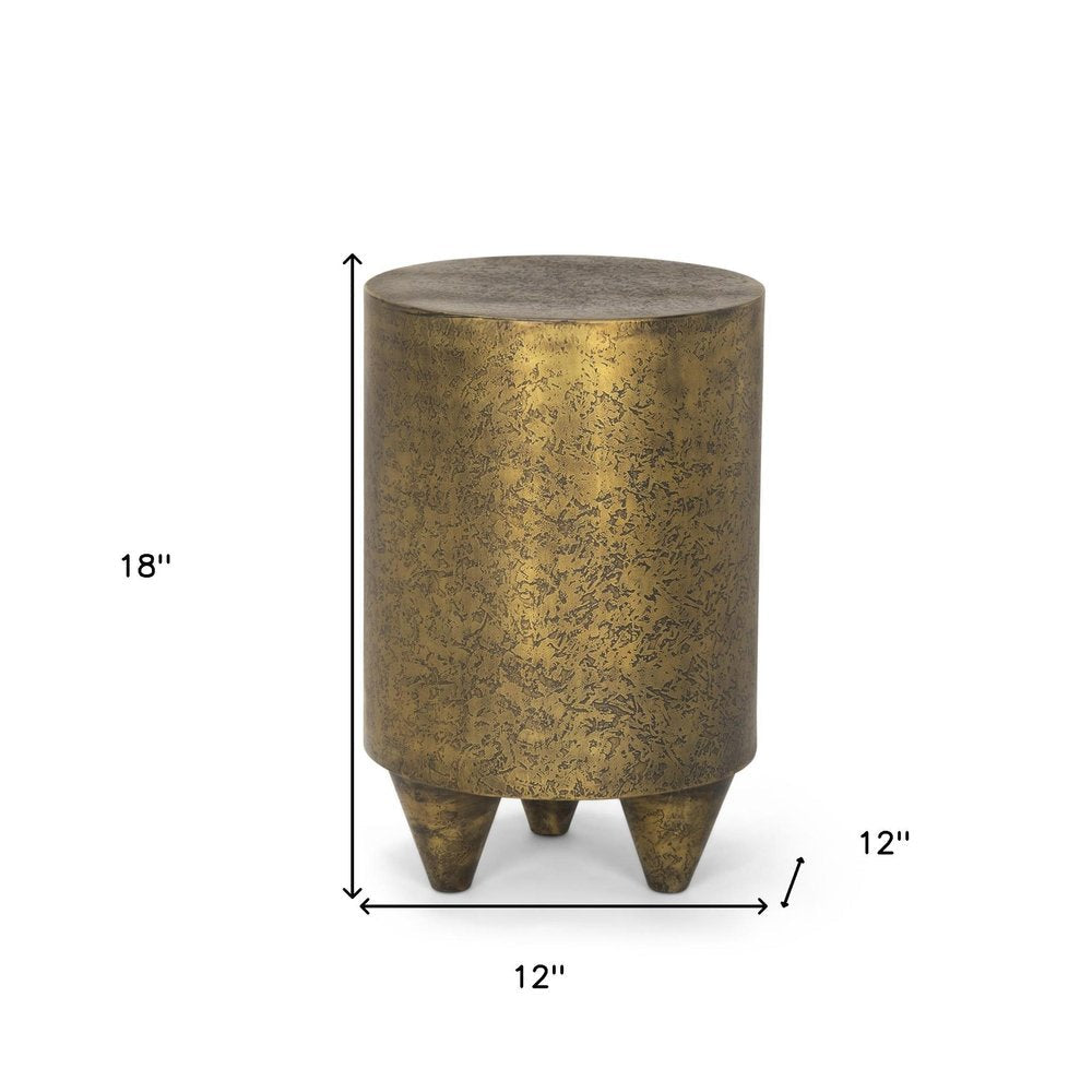 18" Gold Distressed Aluminum Round End Table — view 4