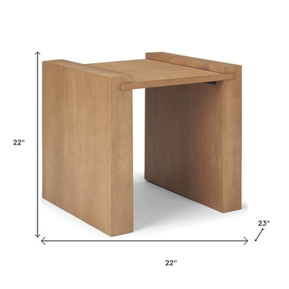 22" Natural Solid Wood Square Sled End Table HomeRoots