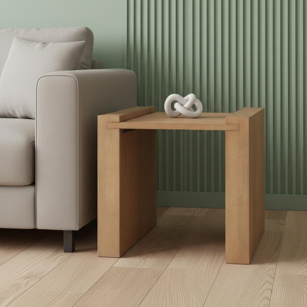 22" Natural Solid Wood Square Sled End Table HomeRoots