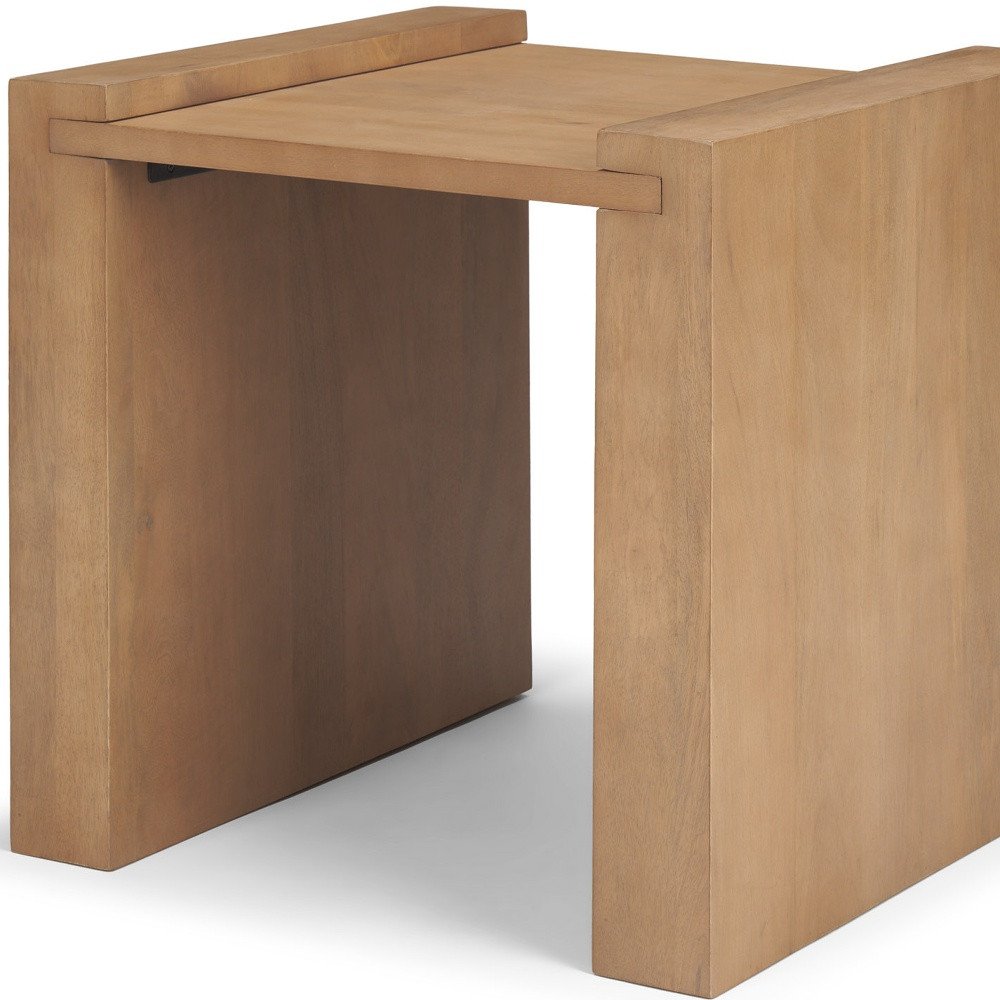22" Natural Solid Wood Square Sled End Table HomeRoots