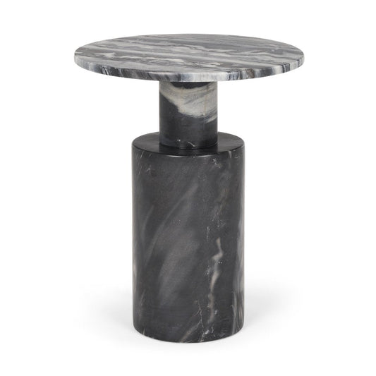 16" Gray Stone and Wood Tray Table