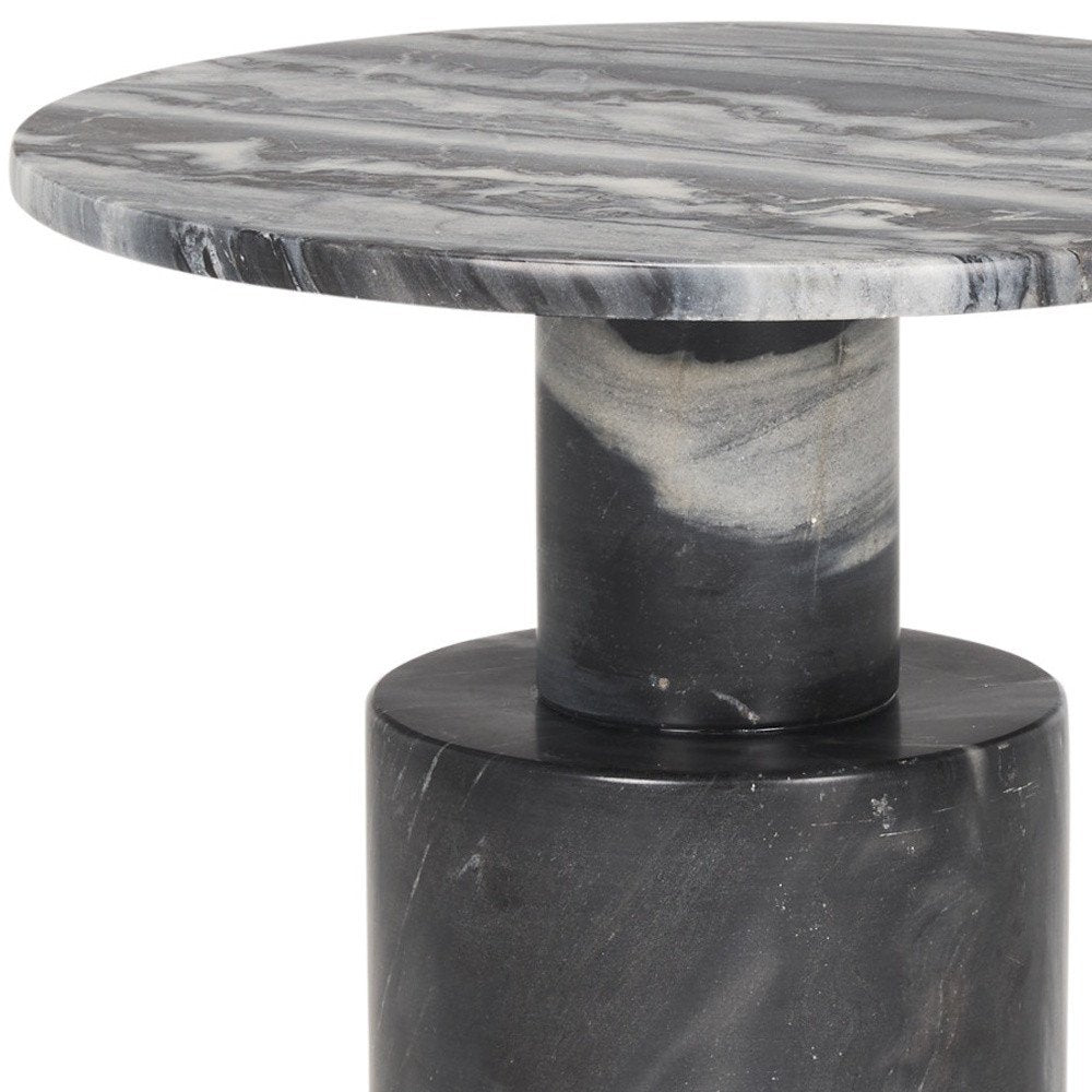16" Gray Stone and Wood Tray Table — view 3