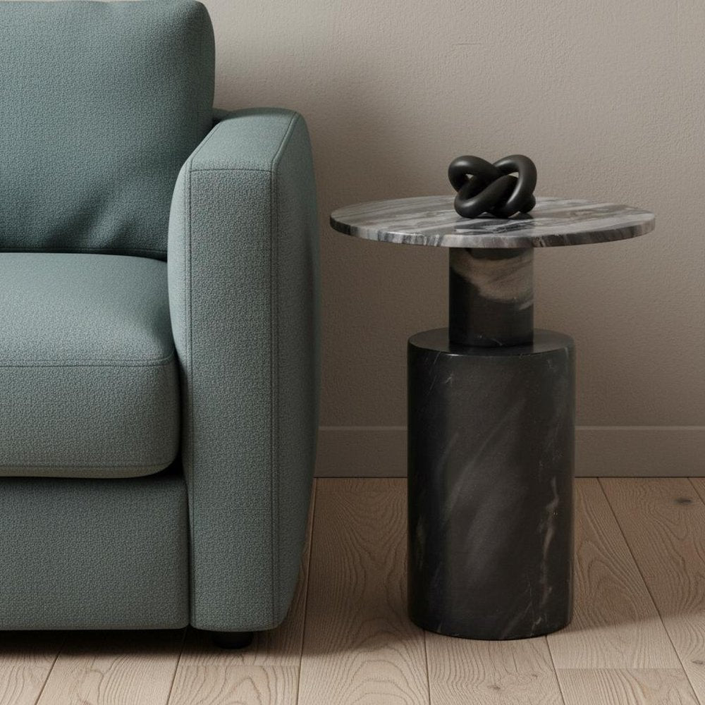 16" Gray Stone and Wood Tray Table HomeRoots