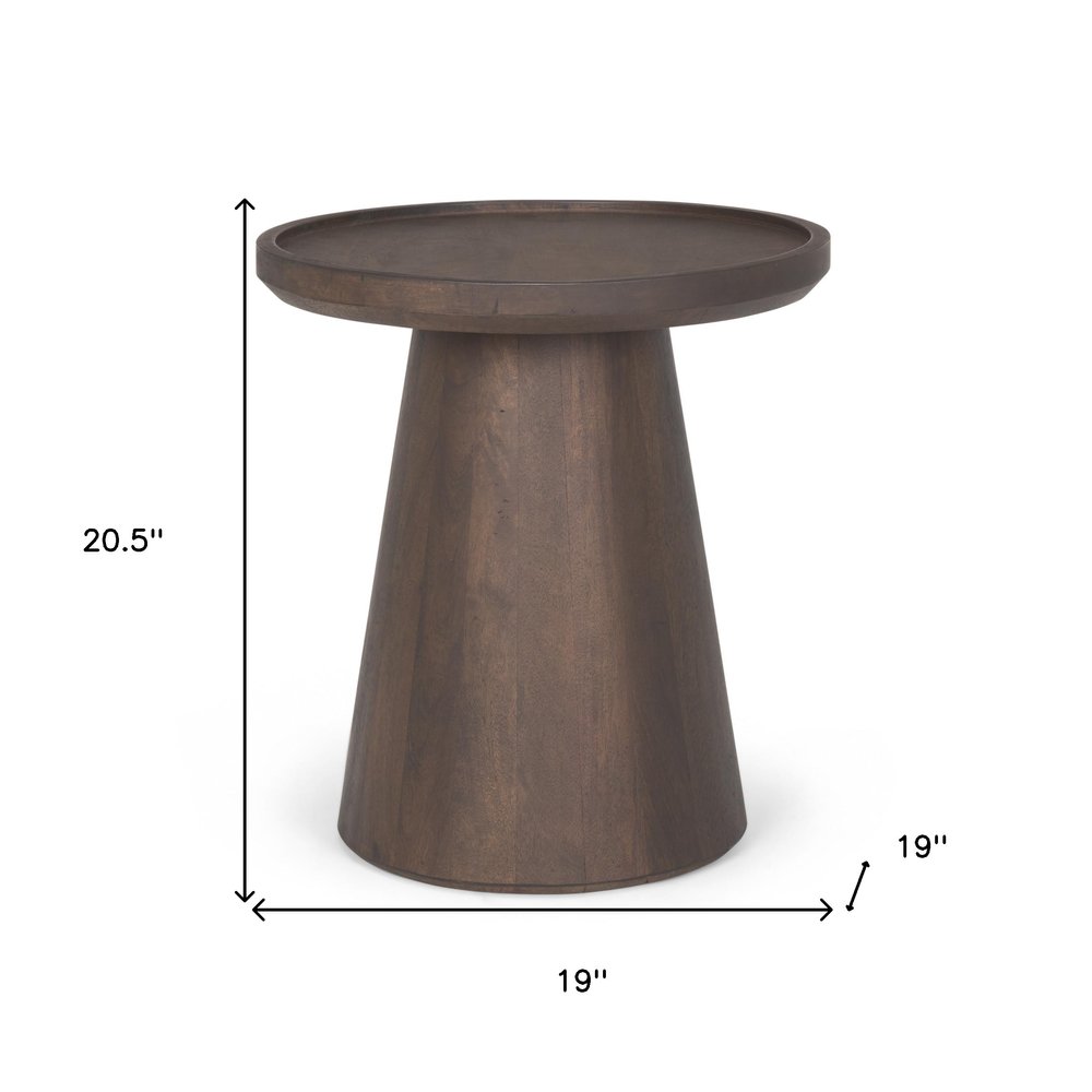 19" Dark Brown Solid Wood Tray Table — view 4