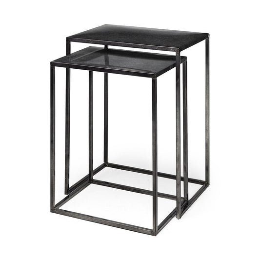 Set of Two Black Iron Nested Tables