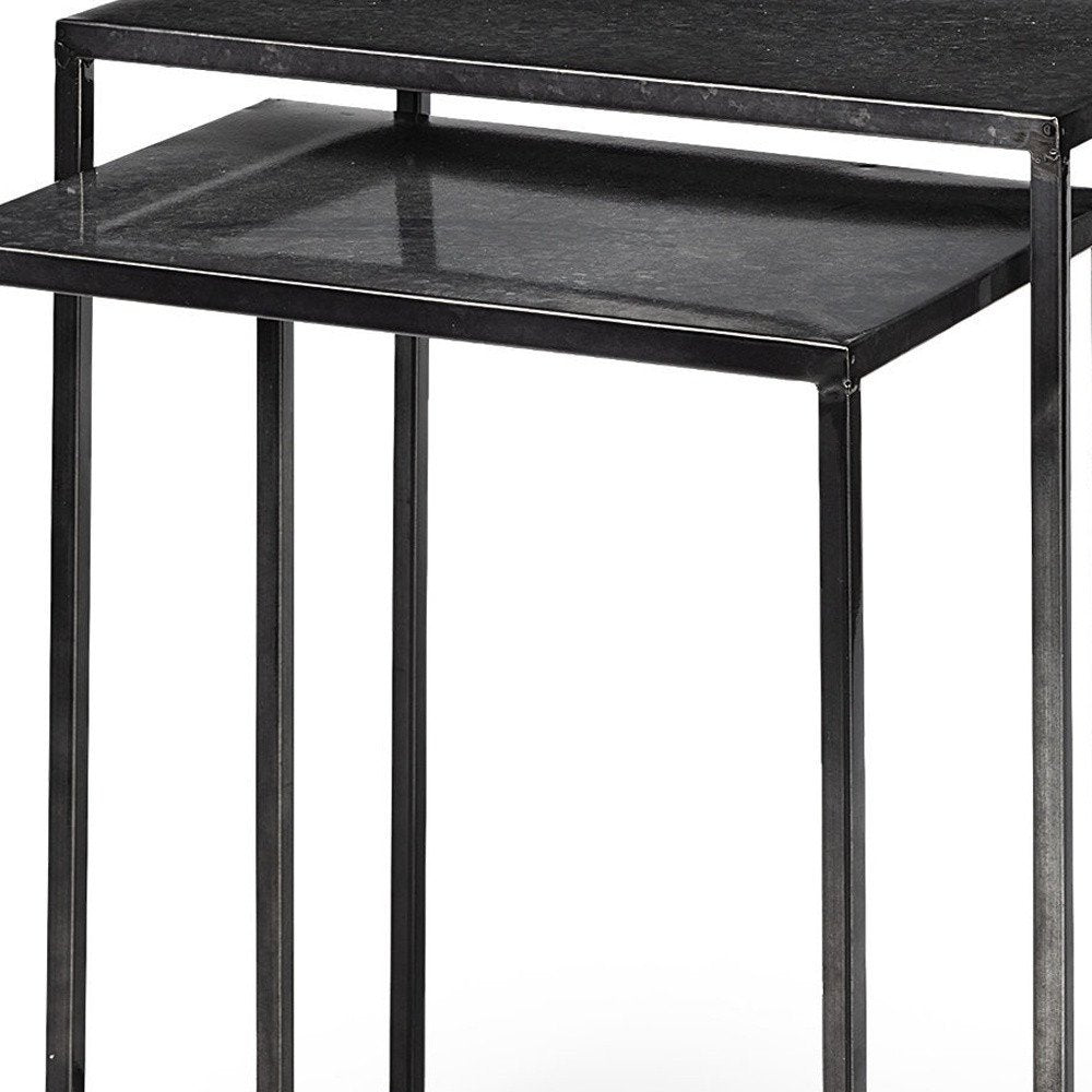 Set of Two Black Iron Nested Tables — view 2