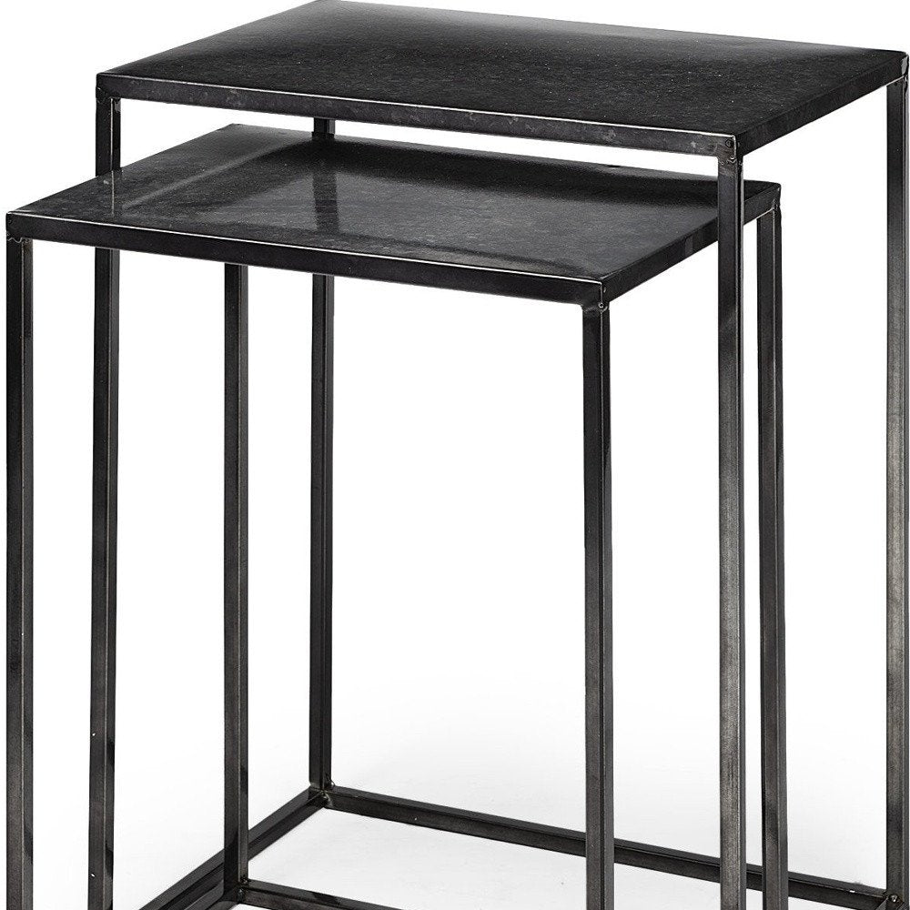 Set of Two Black Iron Nested Tables — view 3