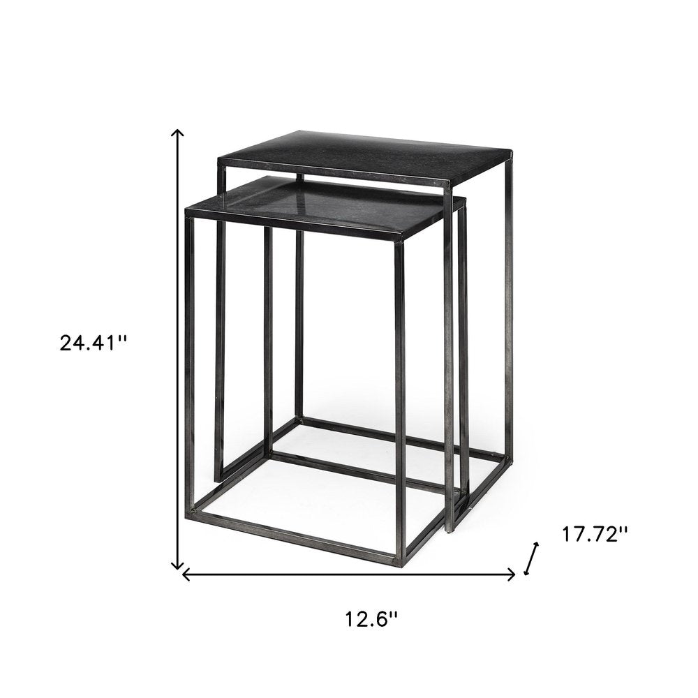 Set of Two Black Iron Nested Tables — view 4