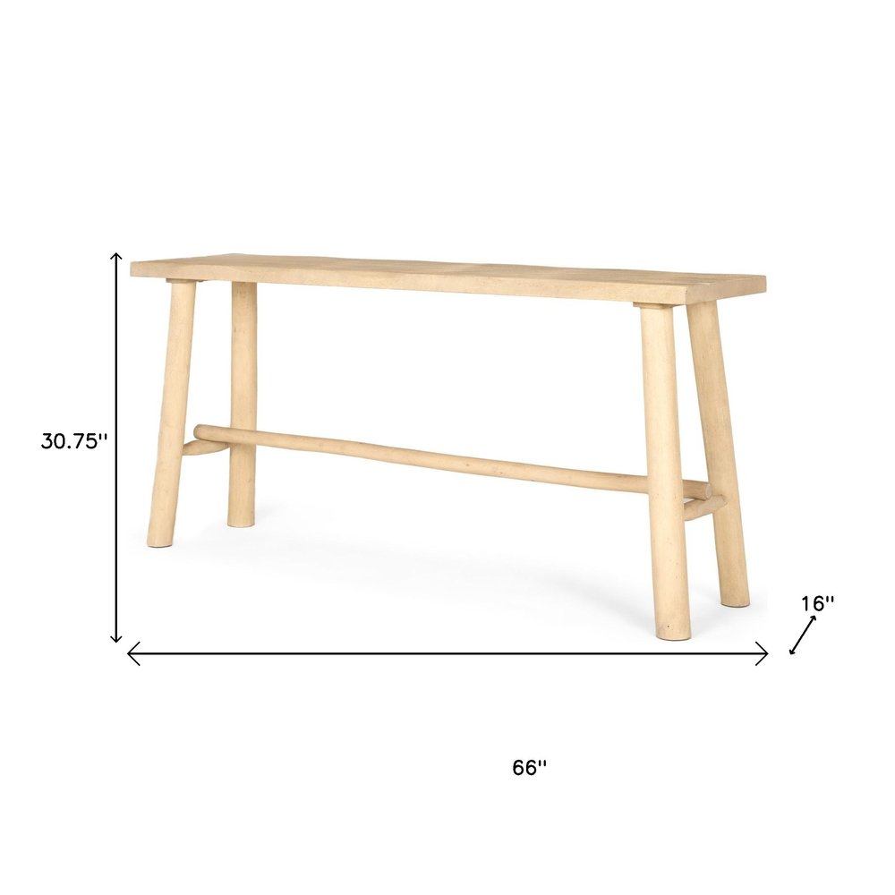 66" Light Brown Solid Wood Trestle Console Table HomeRoots