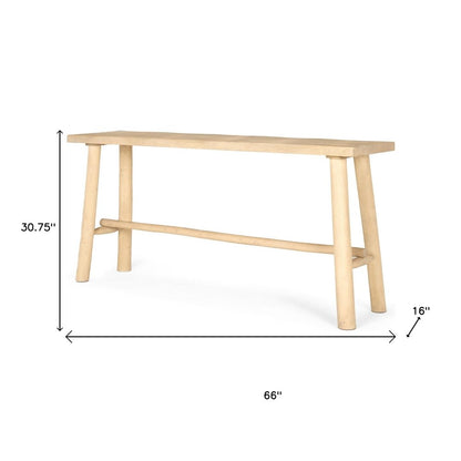 66" Light Brown Solid Wood Trestle Console Table HomeRoots
