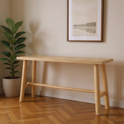66" Light Brown Solid Wood Trestle Console Table HomeRoots