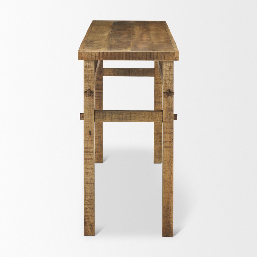 54" Brown Solid Wood Distressed Console Table — view 3