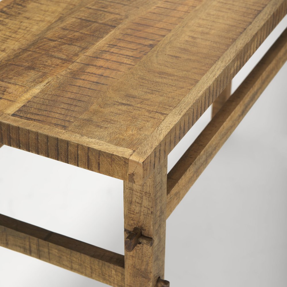 54" Brown Solid Wood Distressed Console Table — view 12