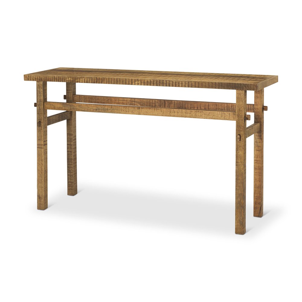 54" Brown Solid Wood Distressed Console Table HomeRoots